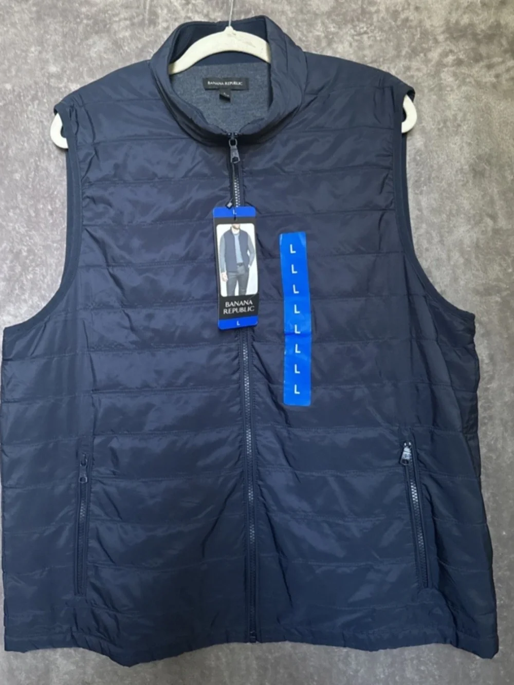 Banana Republic Men's Quilted Lightweight Vest Blue Size Large NWT